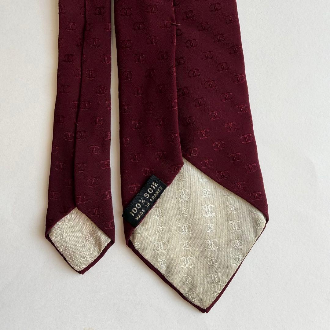 CHANEL シャネル　バーガンディ ボルドー　ココシャネルロゴ　　ネクタイ