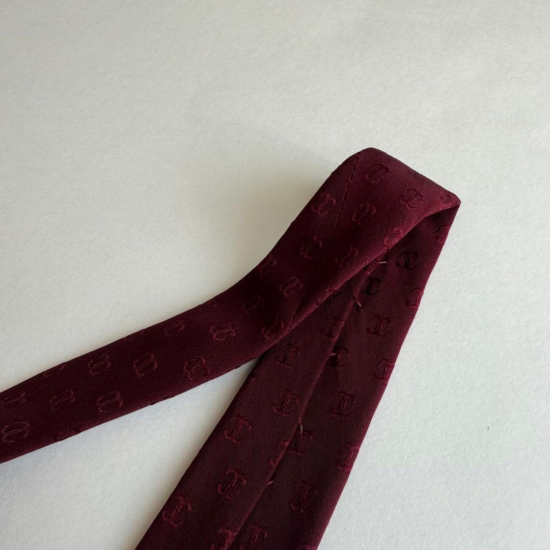 CHANEL シャネル　バーガンディ ボルドー　ココシャネルロゴ　　ネクタイ