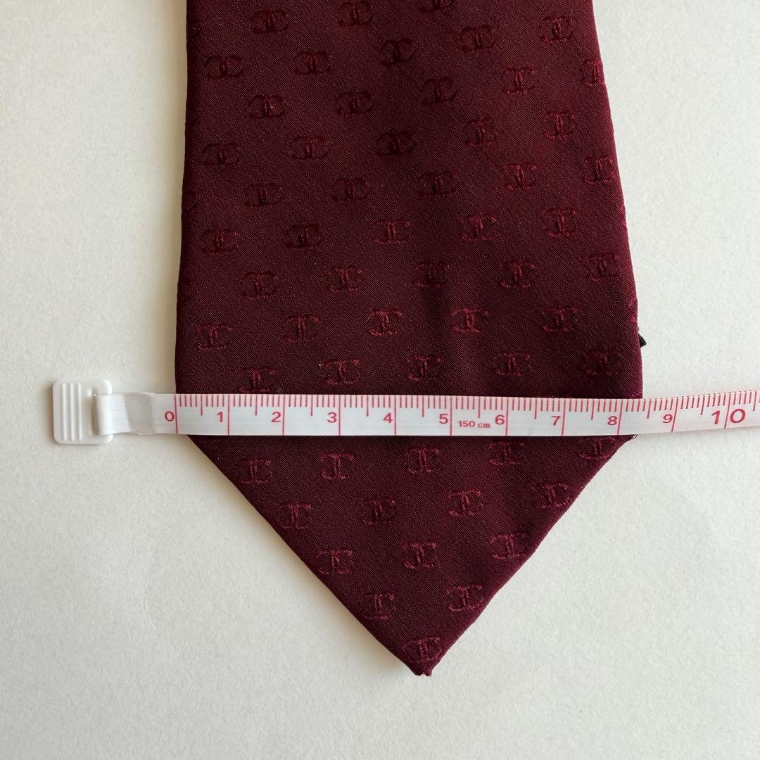 CHANEL シャネル　バーガンディ ボルドー　ココシャネルロゴ　　ネクタイ