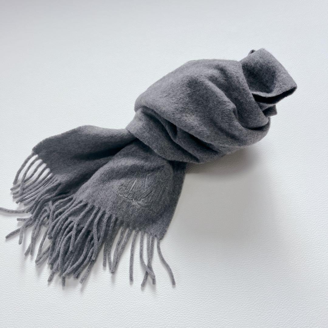 未使用級✨カシミヤ100% Max Mara マフラー　ストール　袋付　グレー