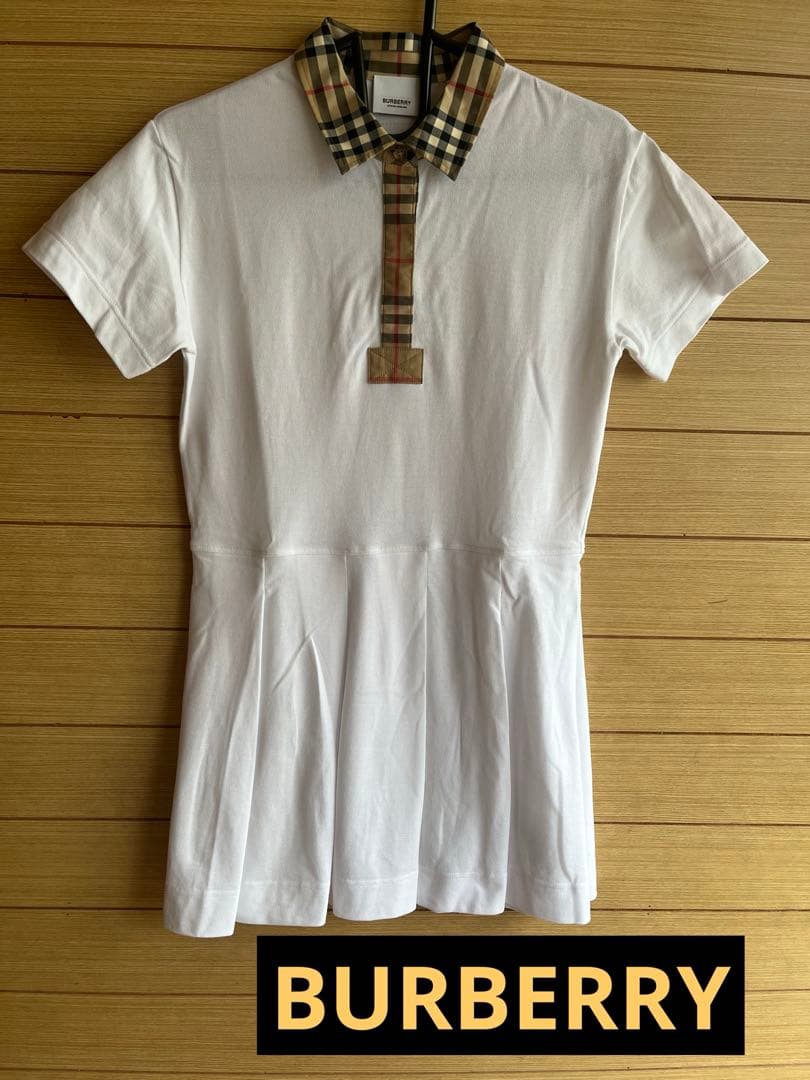 BURBERRY チェック襟 ホワイト ポロワンピース　ゴルフ