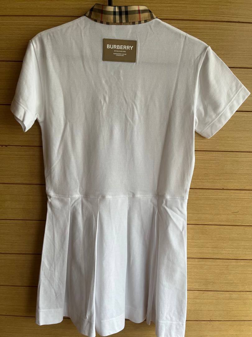 BURBERRY チェック襟 ホワイト ポロワンピース　ゴルフ