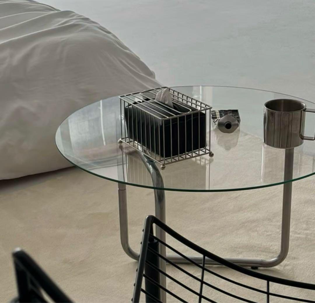 ART OF BLACK ガラス ラウンド 丸 テーブル 60cm