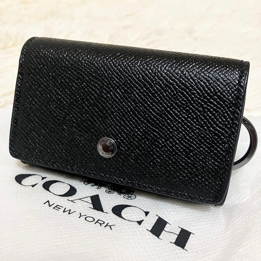 未使用級 COACH キーケース レザーブラック 箱付き