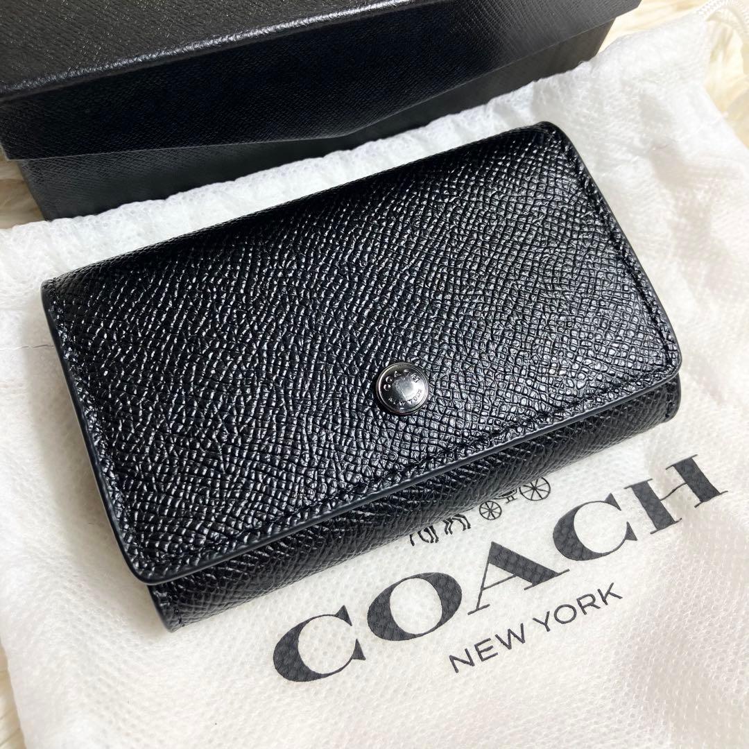 未使用級 COACH キーケース レザーブラック 箱付き