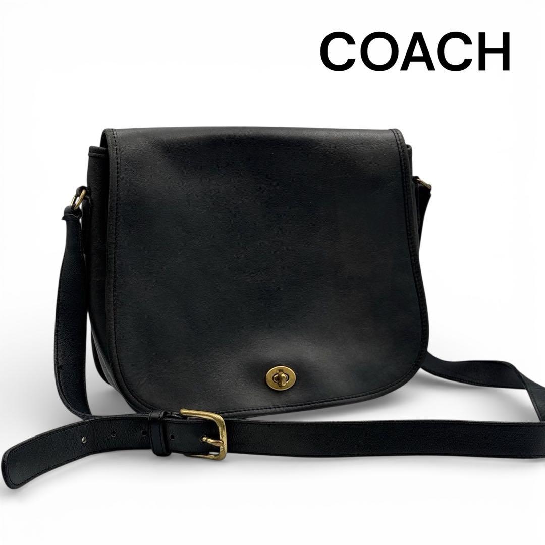 希少 USA製 オールドコーチ ショルダーバッグ ターンロック 紺 ネイビー