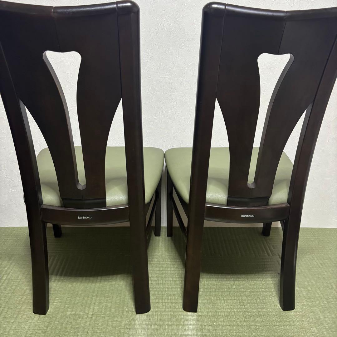 【希少】karimoku カリモク ダイニングチェア 2脚セット 木製 レザー