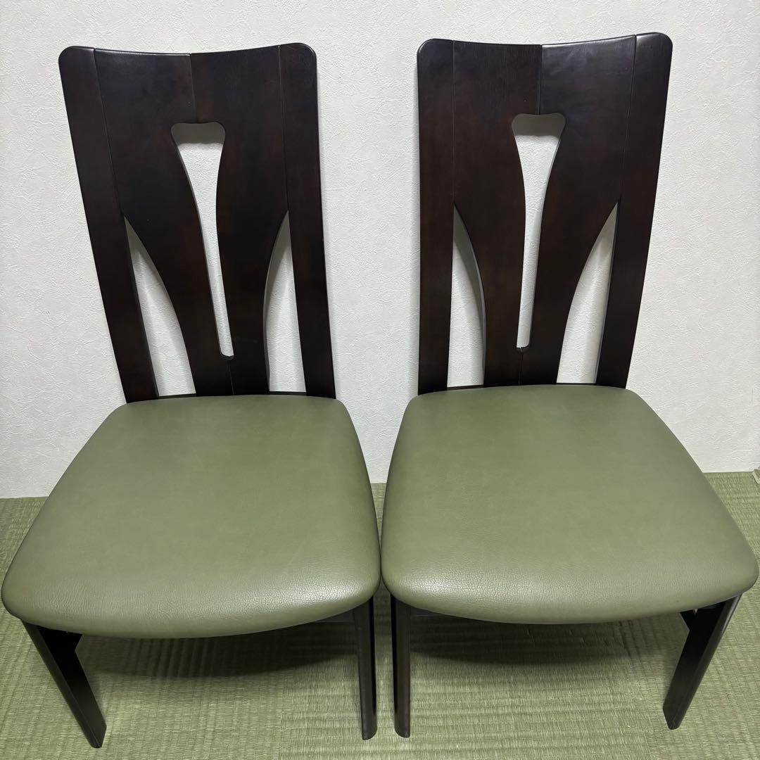 【希少】karimoku カリモク ダイニングチェア 2脚セット 木製 レザー