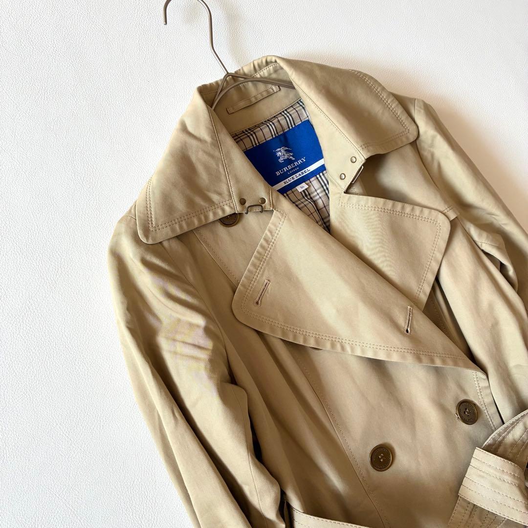 バーバリーブルーレーベル　トレンチコート　ベルト　ロゴ　ノバチェック　36