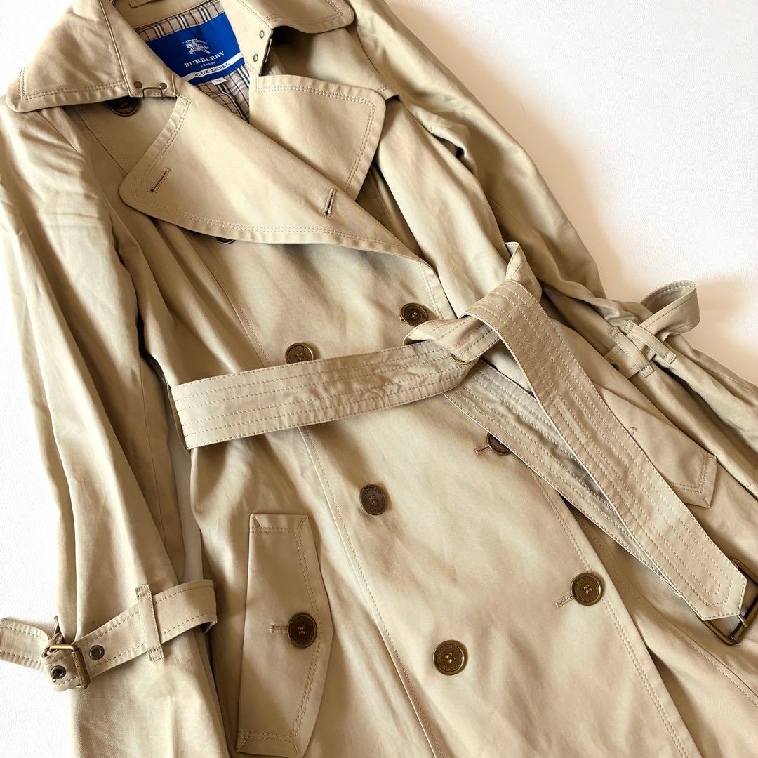 バーバリーブルーレーベル　トレンチコート　ベルト　ロゴ　ノバチェック　36