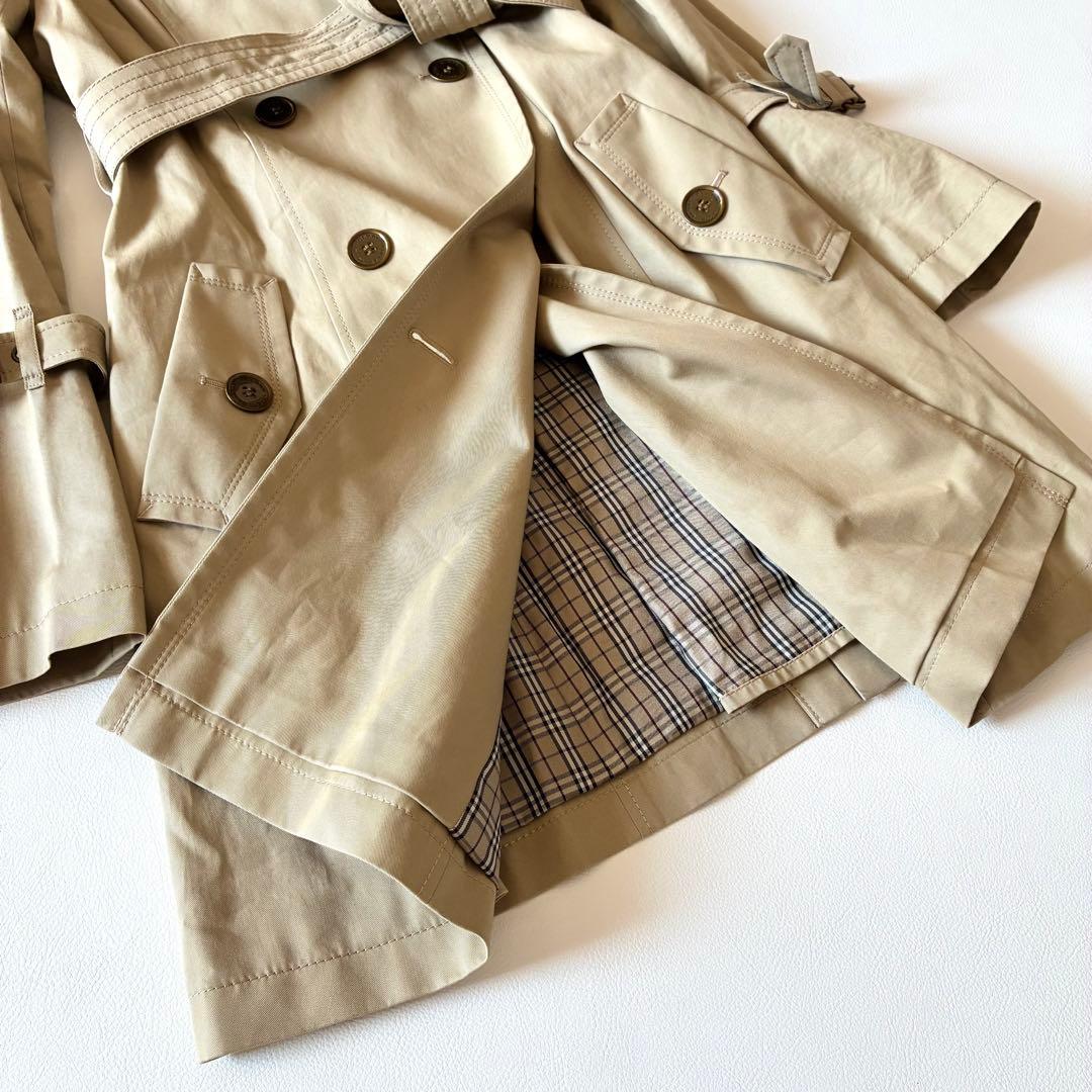 バーバリーブルーレーベル　トレンチコート　ベルト　ロゴ　ノバチェック　36