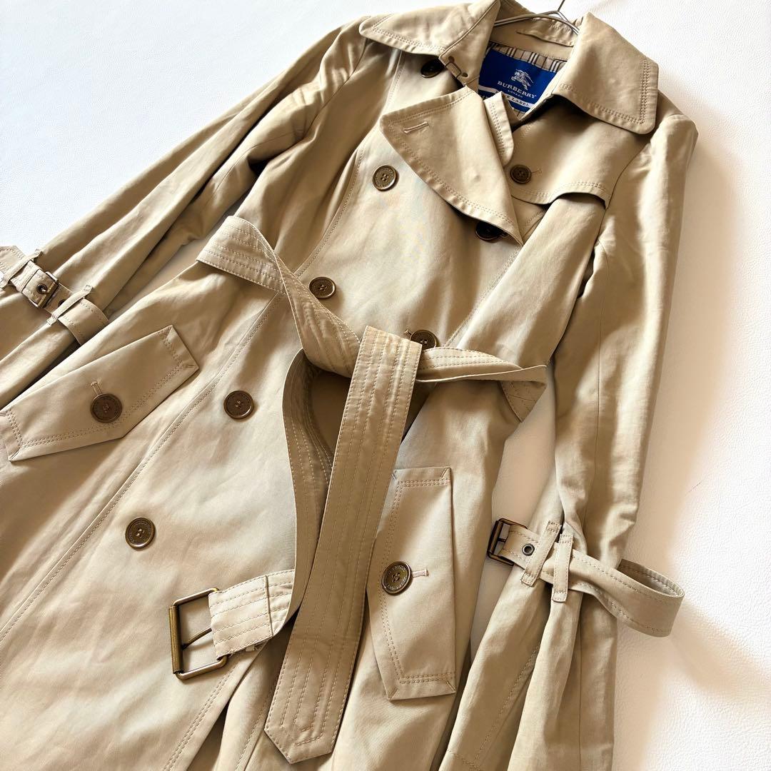 バーバリーブルーレーベル　トレンチコート　ベルト　ロゴ　ノバチェック　36