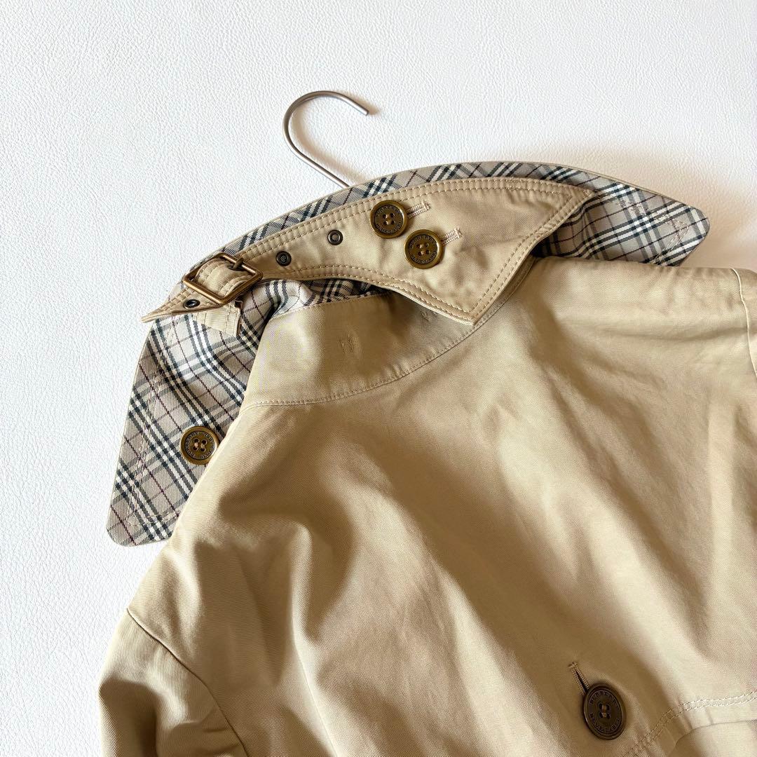 バーバリーブルーレーベル　トレンチコート　ベルト　ロゴ　ノバチェック　36