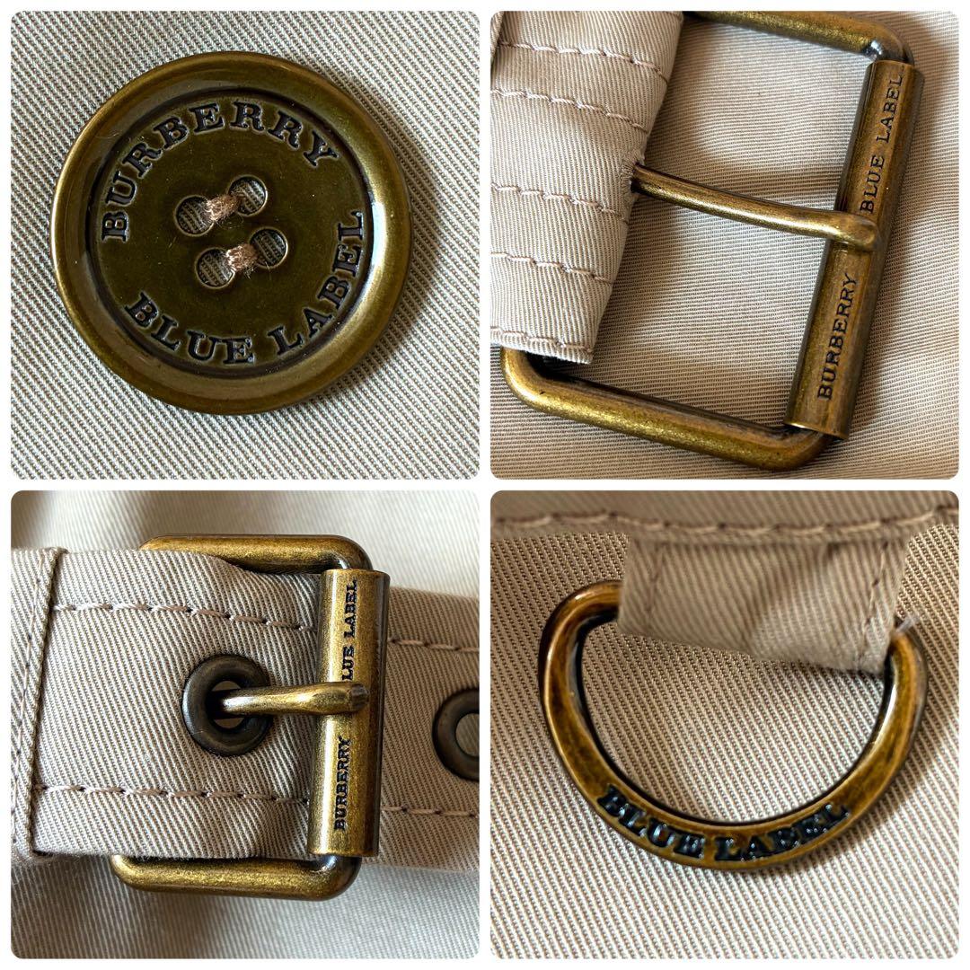 バーバリーブルーレーベル　トレンチコート　ベルト　ロゴ　ノバチェック　36