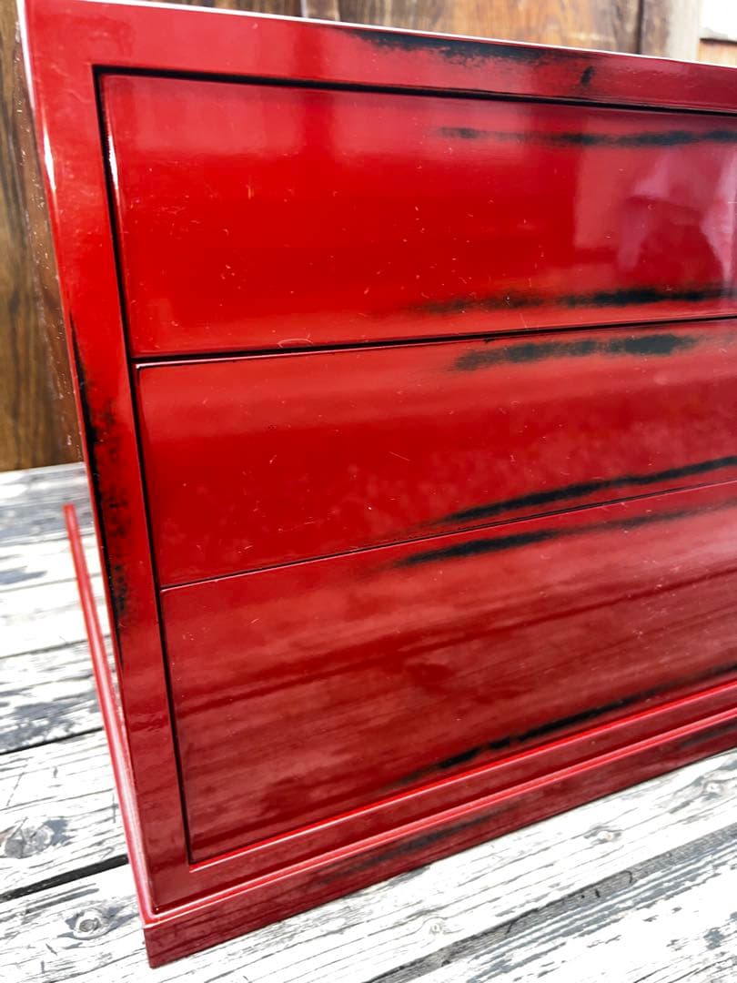 44 展示品 根来塗 三段引き出し 定価45000円