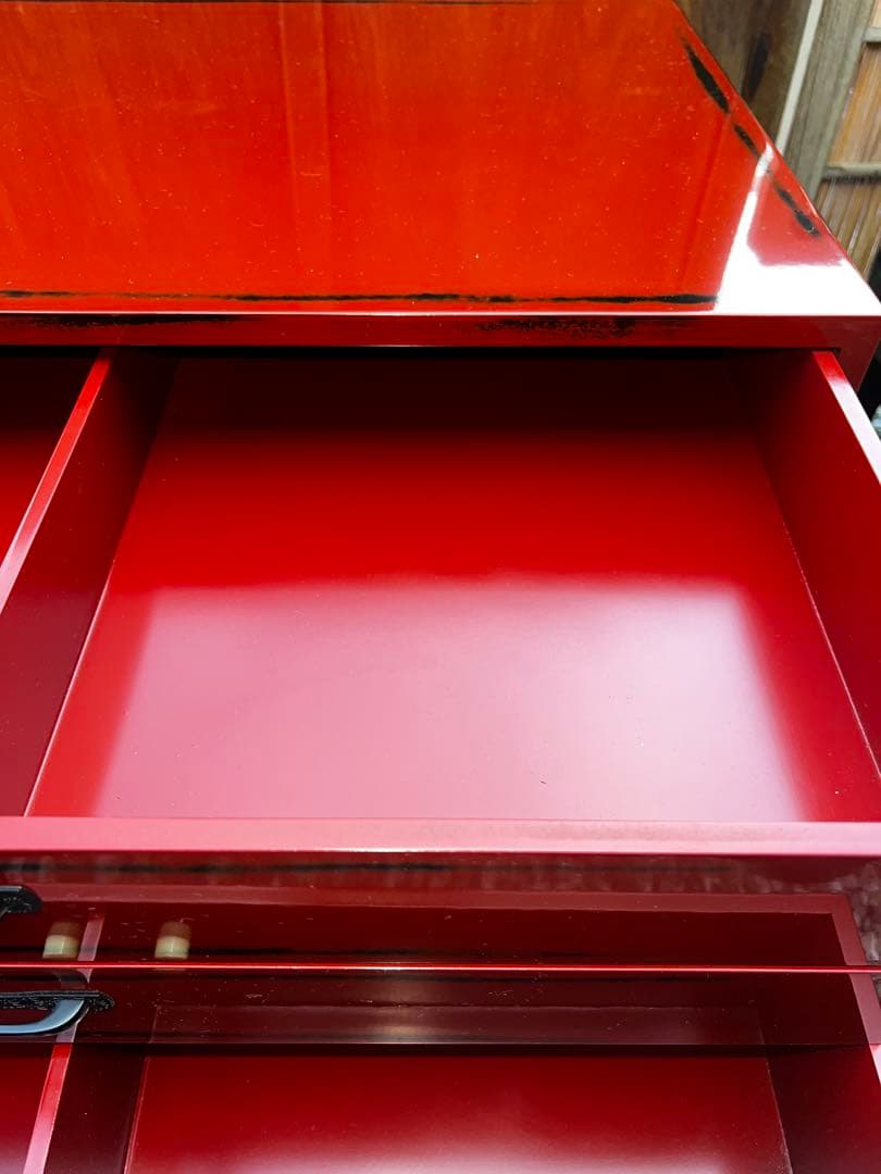 44 展示品 根来塗 三段引き出し 定価45000円