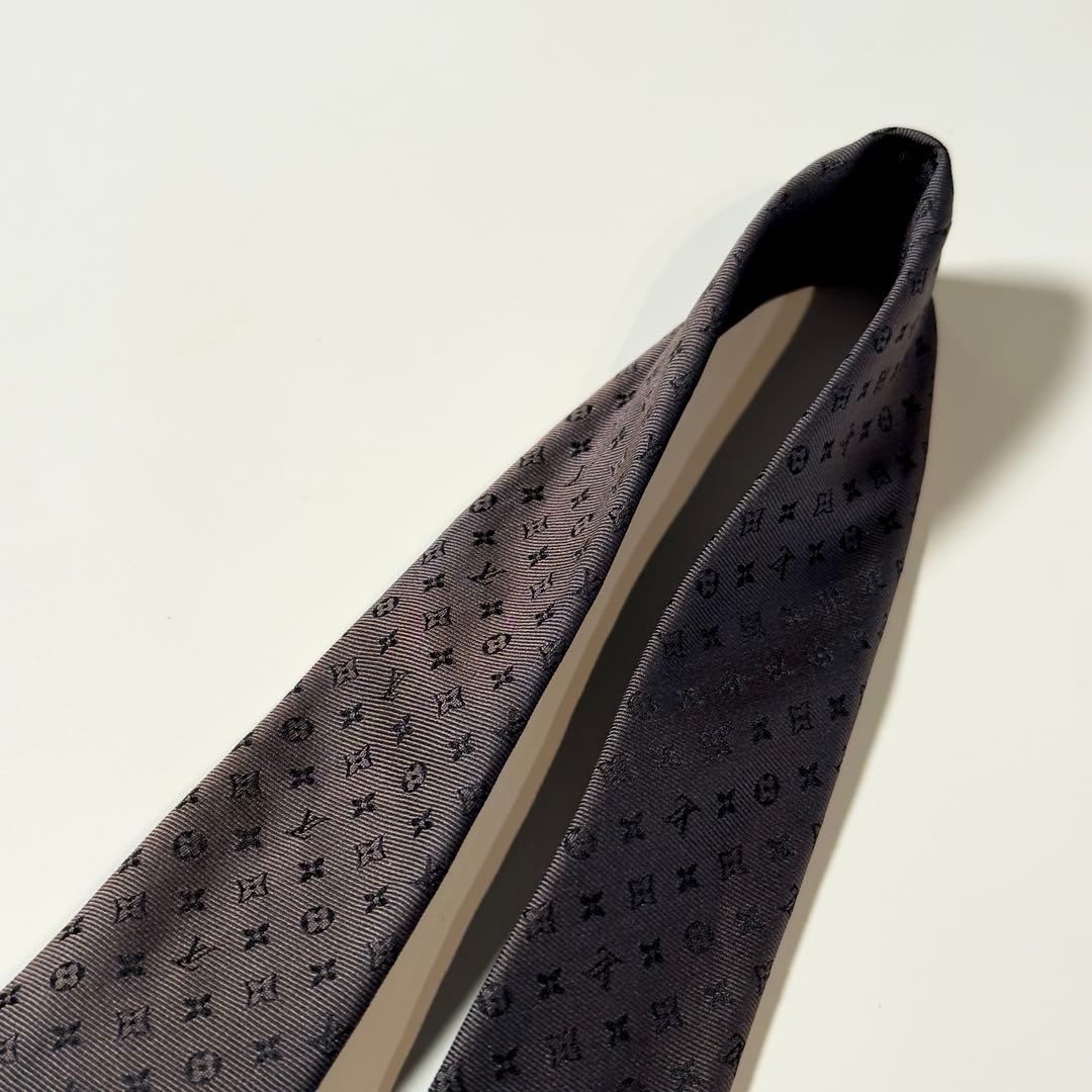 【美品】 LOUIS VITTON ルイヴィトン モノグラム グレー系 ネクタイ