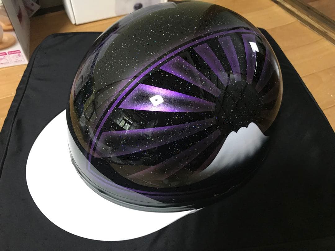 7色ラメ 黒紫 富士日章 コルク半 ヘルメット ゼファーχ XJR400 旧車會