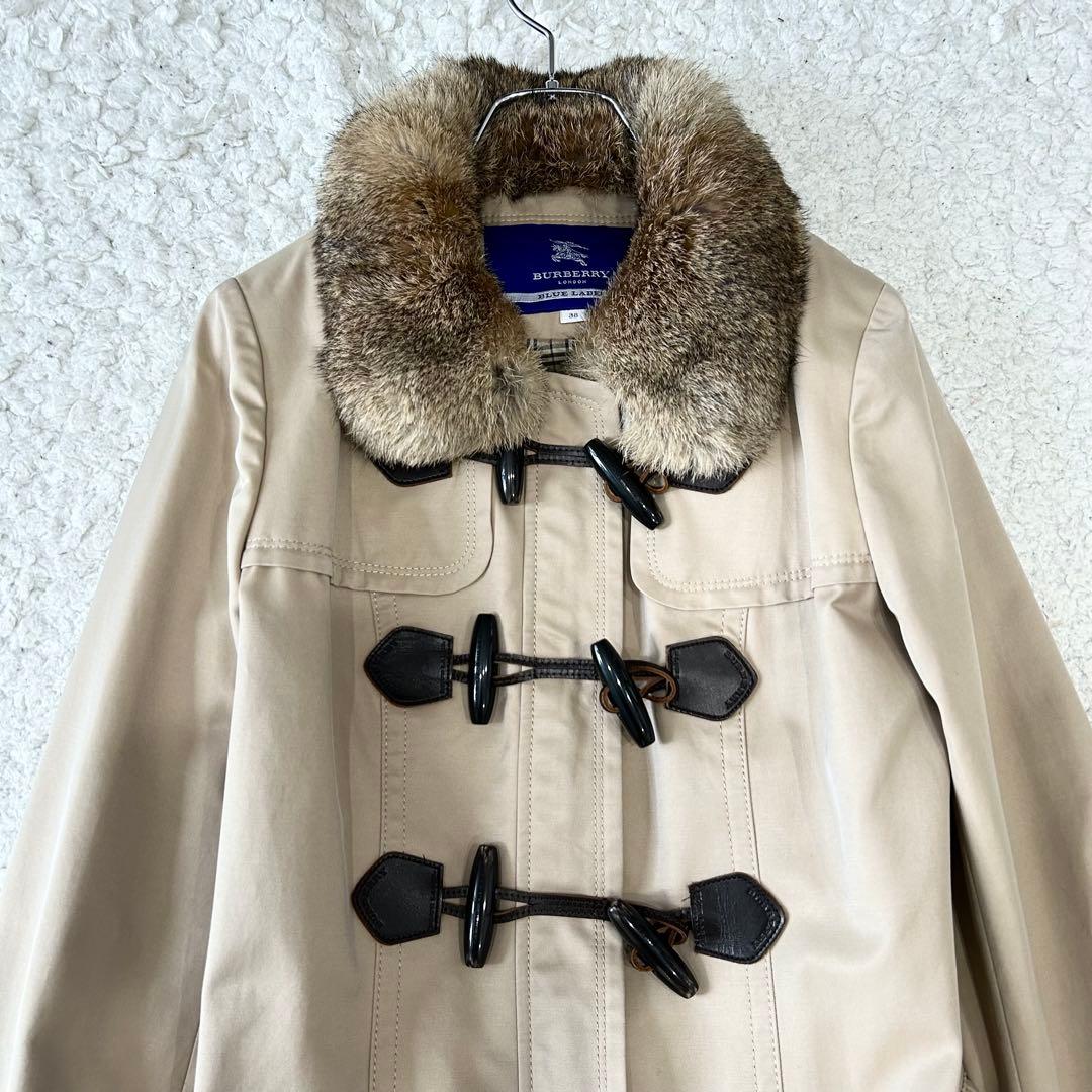 美品✨ バーバリーブルーレーベル 2way ラビットファーコート ノバチェック