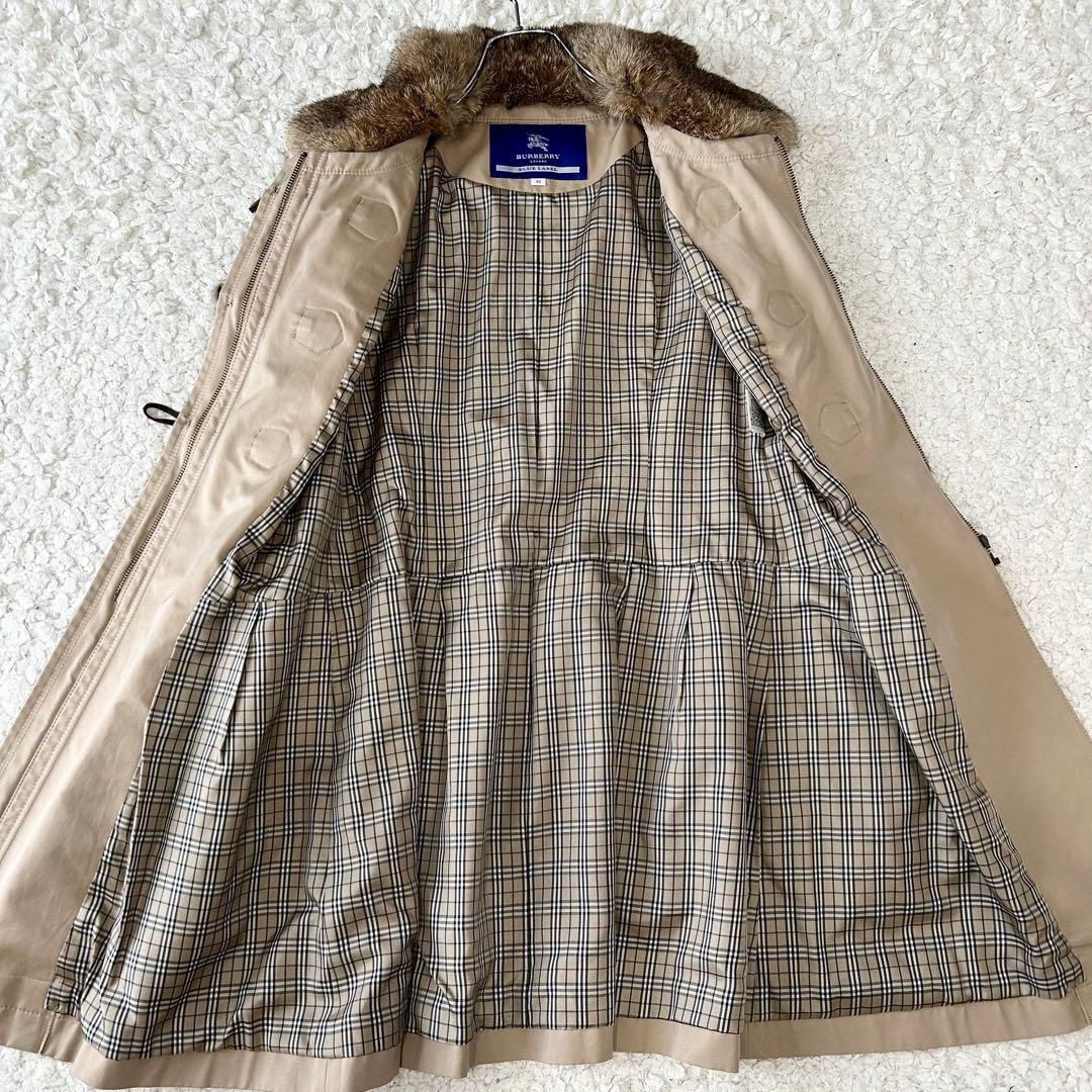 美品✨ バーバリーブルーレーベル 2way ラビットファーコート ノバチェック