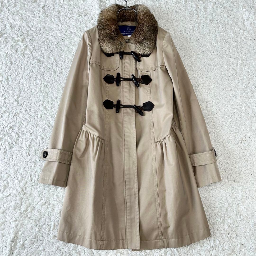 美品✨ バーバリーブルーレーベル 2way ラビットファーコート ノバチェック