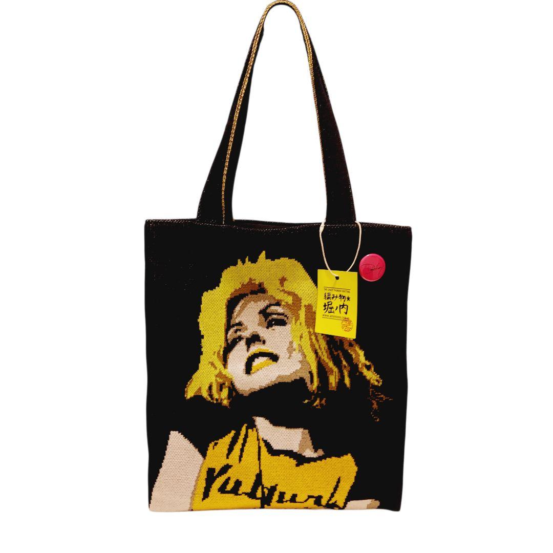 【編み物堀ノ内】DEBBIE HARRY トートバッグ 黒 缶バッチ 未使用品