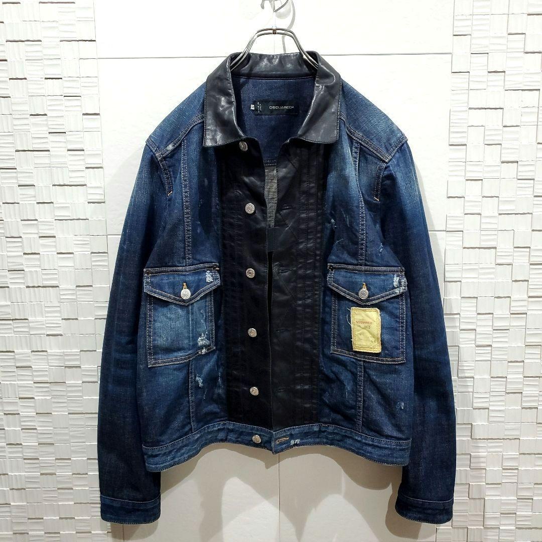 【レア！美品、XL相当】DSQUARED2 レザー切替 デニムジャケット、シャツ