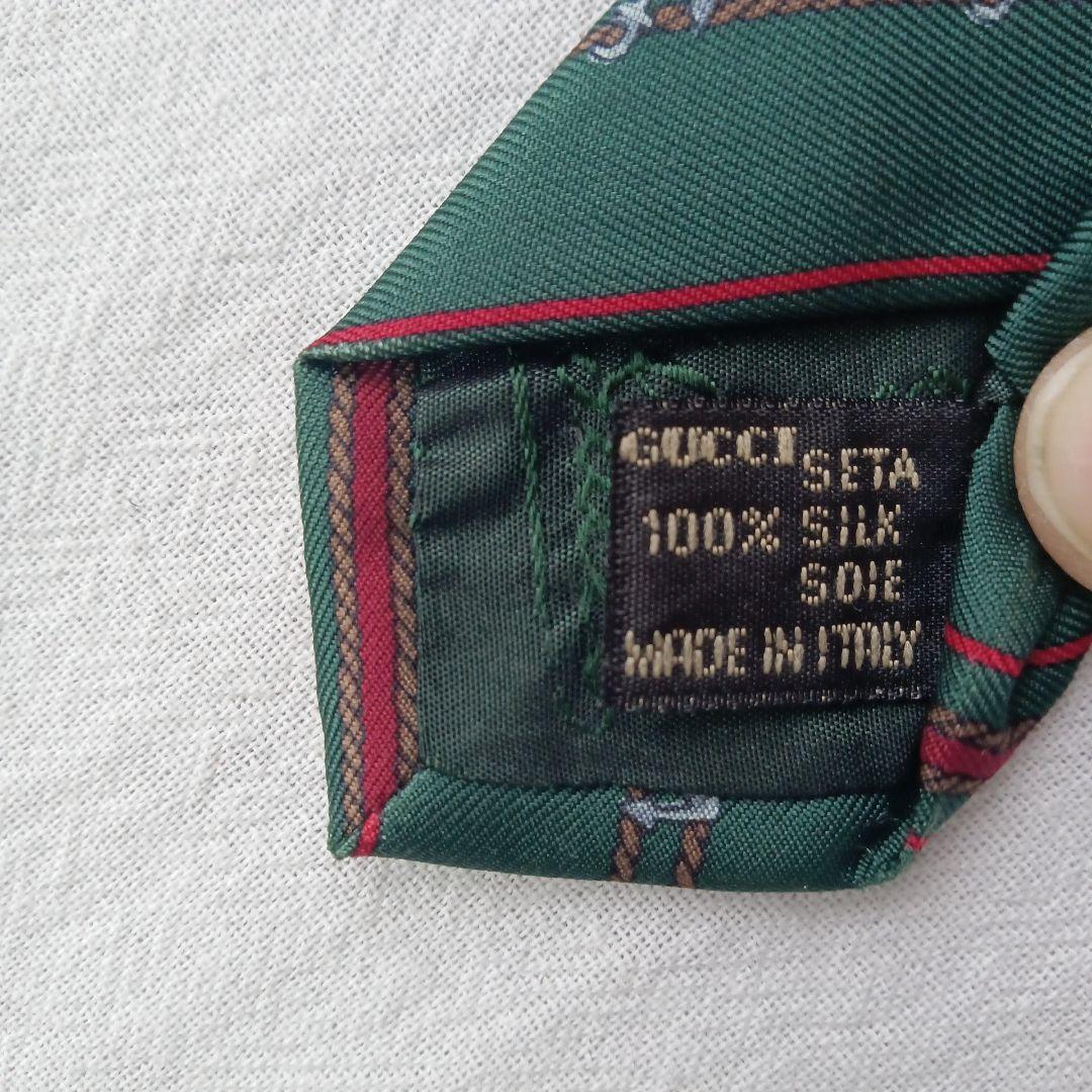 グッチ ネクタイ グリーン系 ストライプ柄 上品ビジネスフォーマル【n6163】