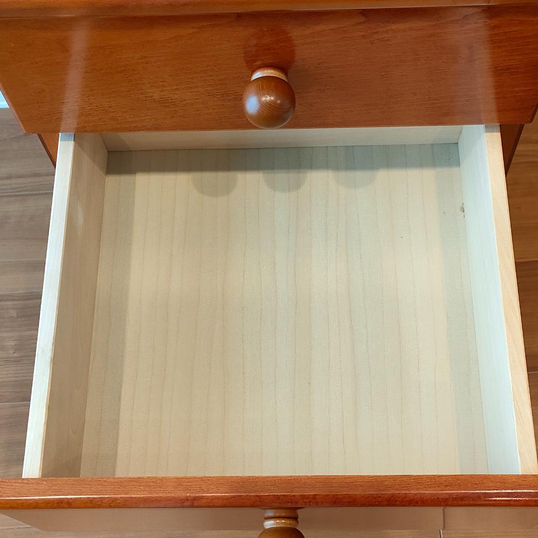 ヴィンテージ　キャビネット　ウッドチェスト　引出し4杯　丸脚