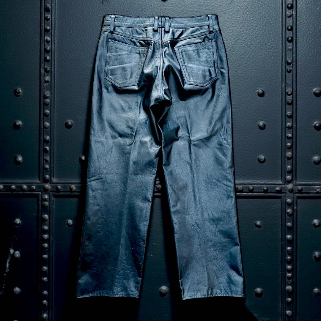 美品 HORN WORKS レザーパンツ レザージーンズ 本革 黒 36