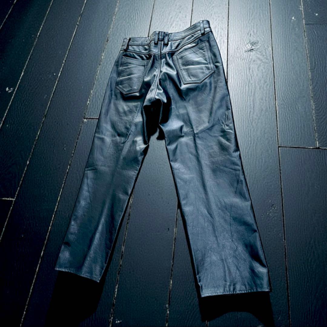 美品 HORN WORKS レザーパンツ レザージーンズ 本革 黒 36
