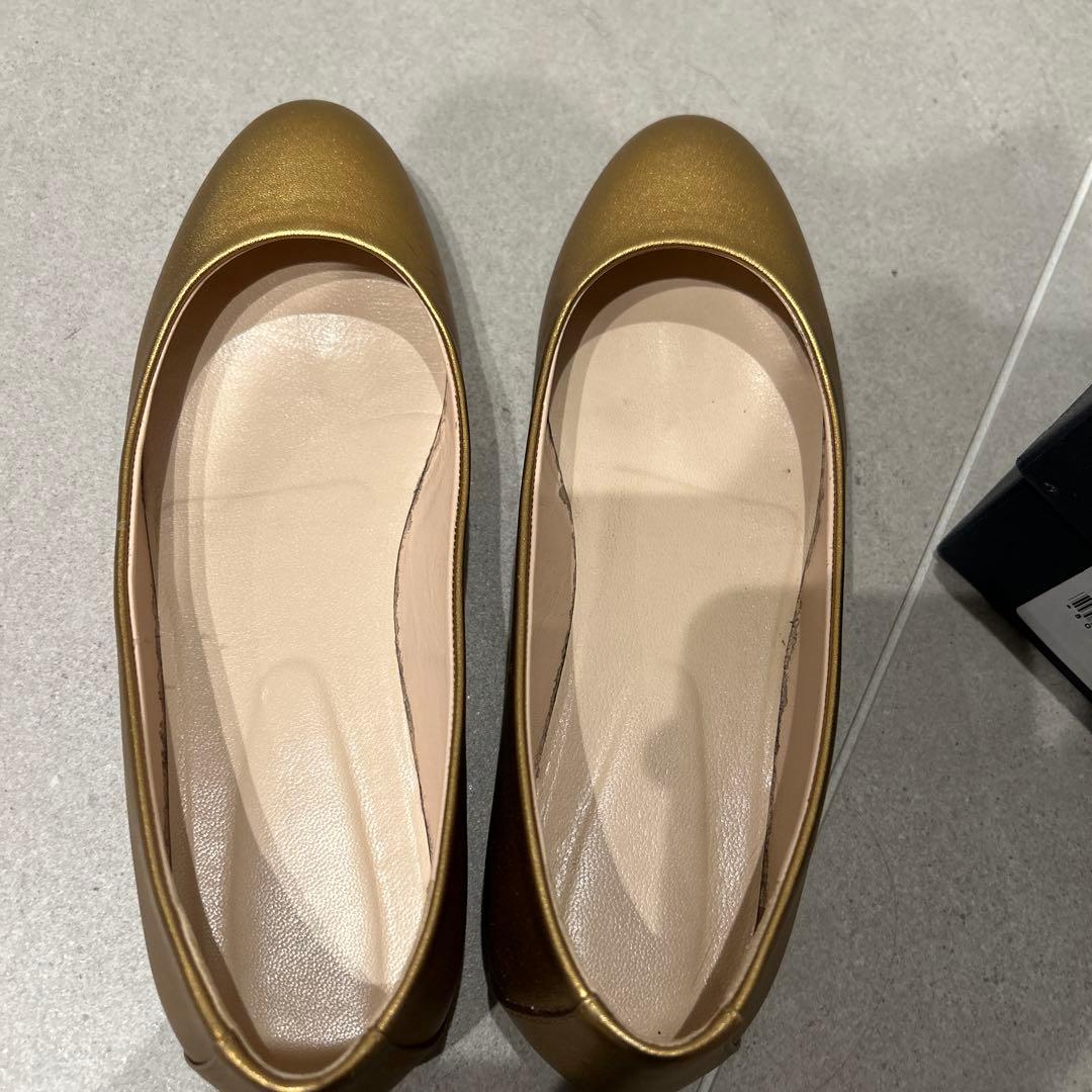 ※ベリーベリー※Sergio Rossi ゴールド フラットシューズ　36