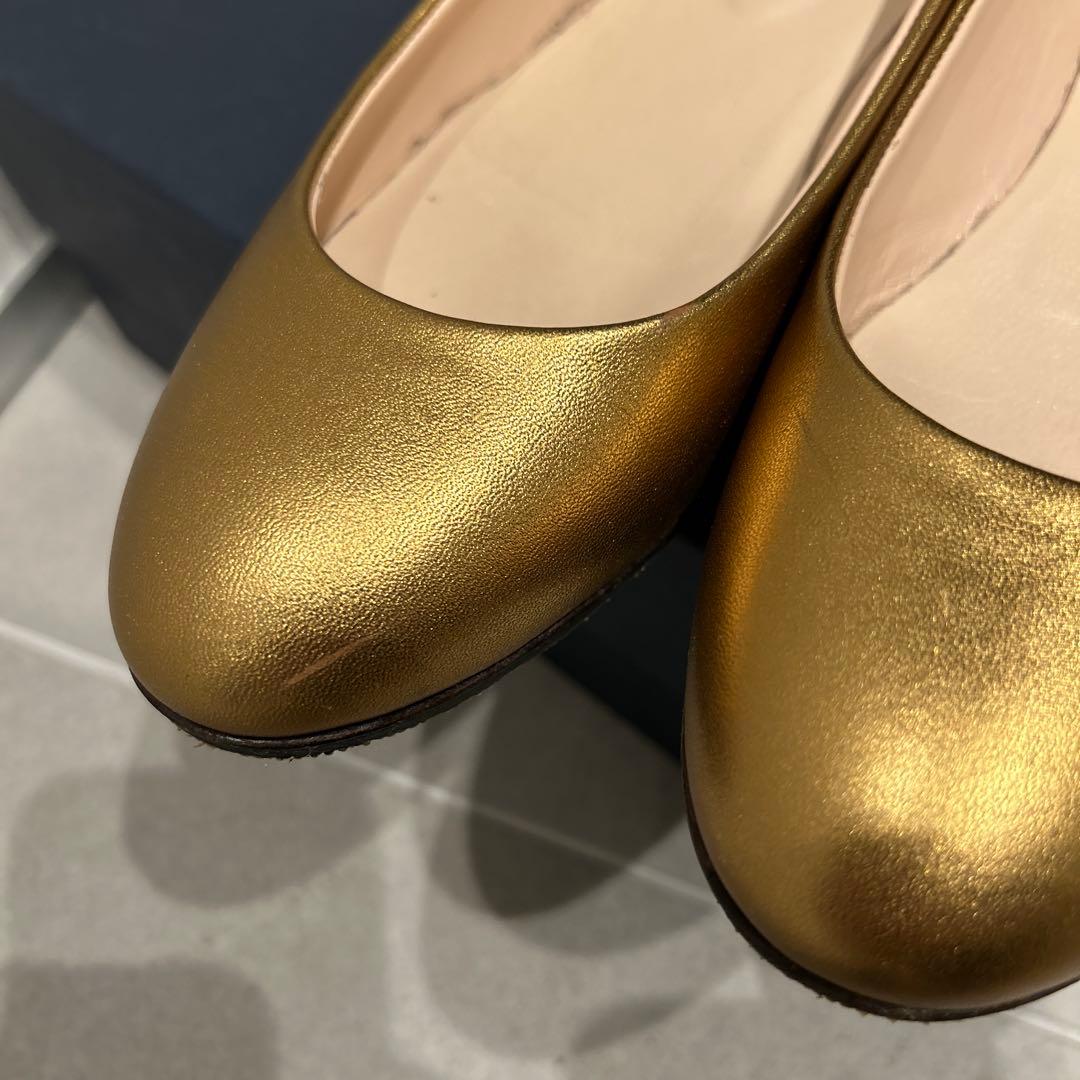 ※ベリーベリー※Sergio Rossi ゴールド フラットシューズ　36