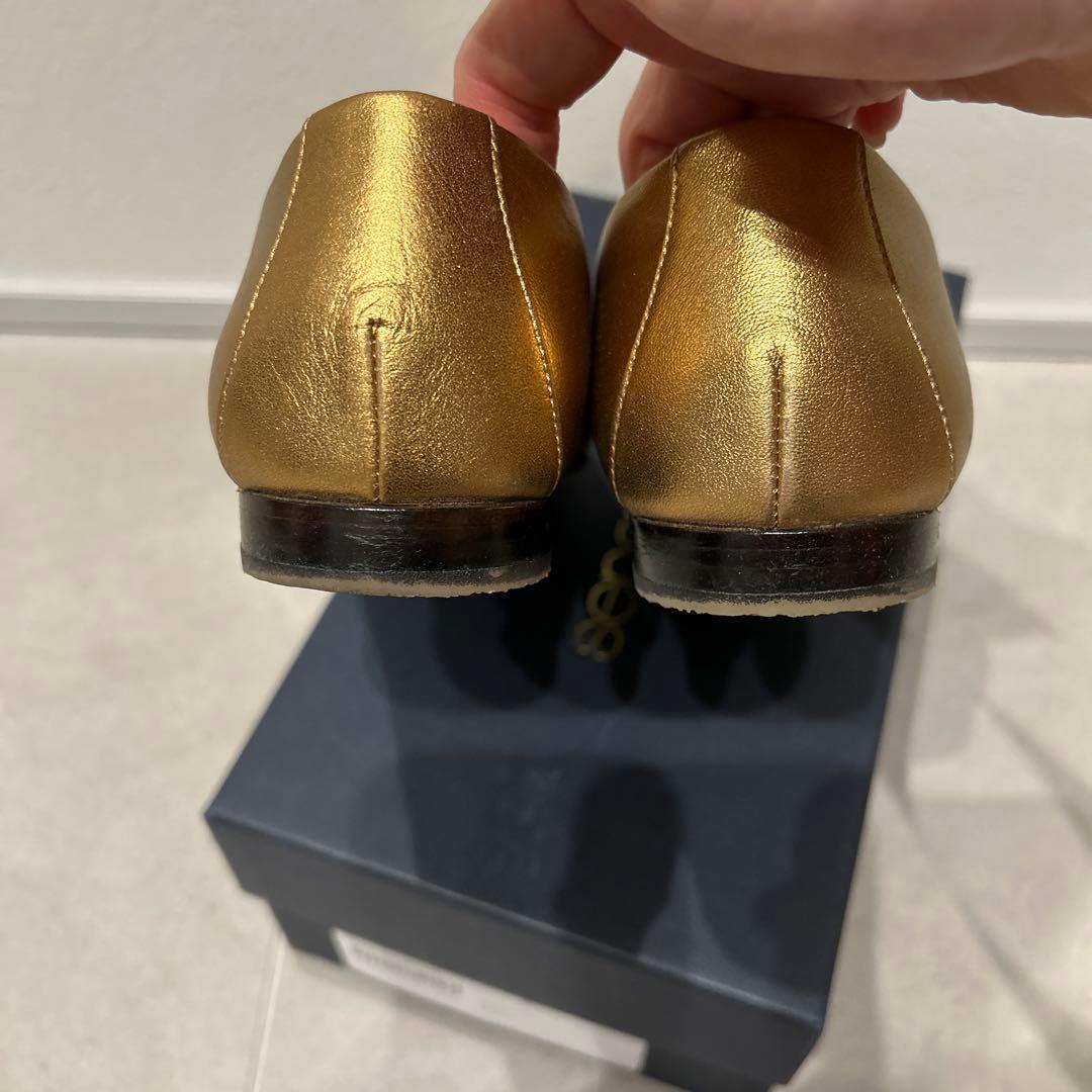 ※ベリーベリー※Sergio Rossi ゴールド フラットシューズ　36
