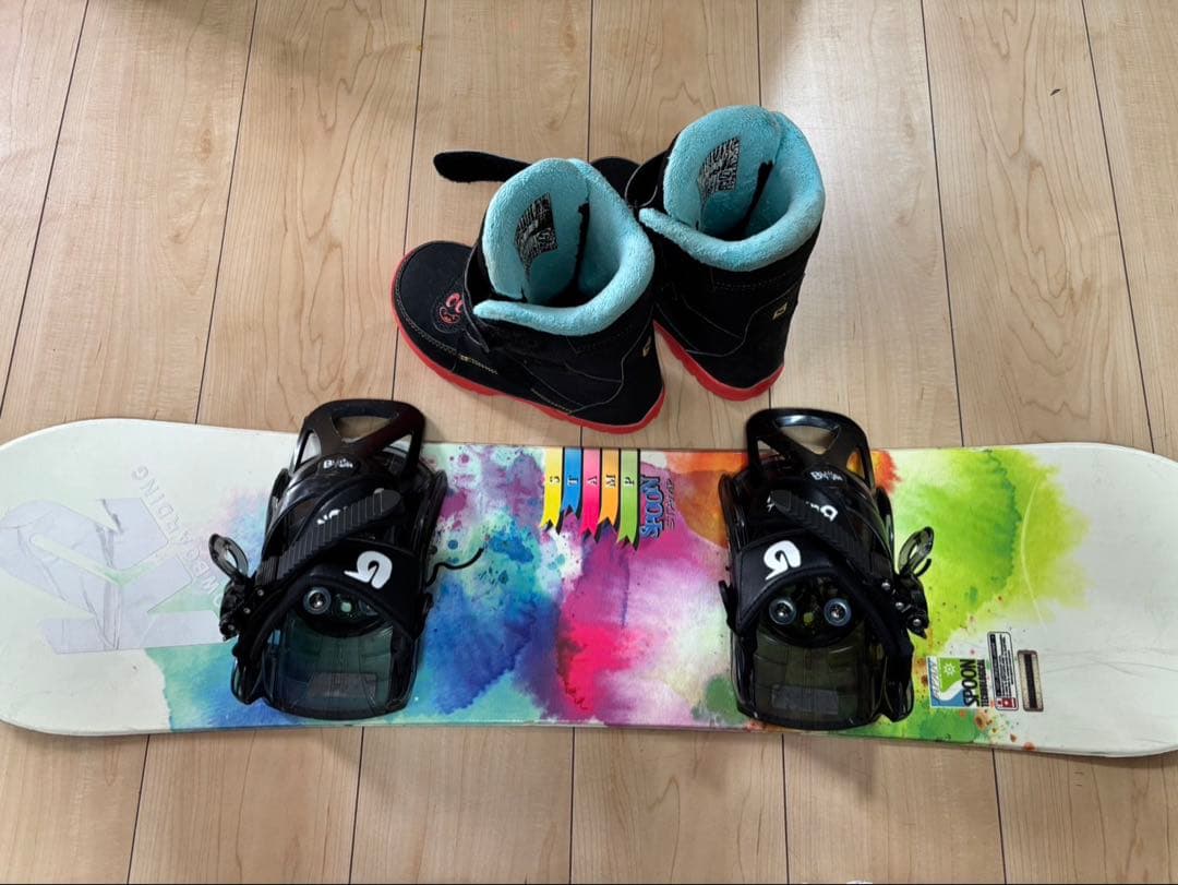 Spoonスノーボード100cm Burtonバイン SALMONブーツ20cm