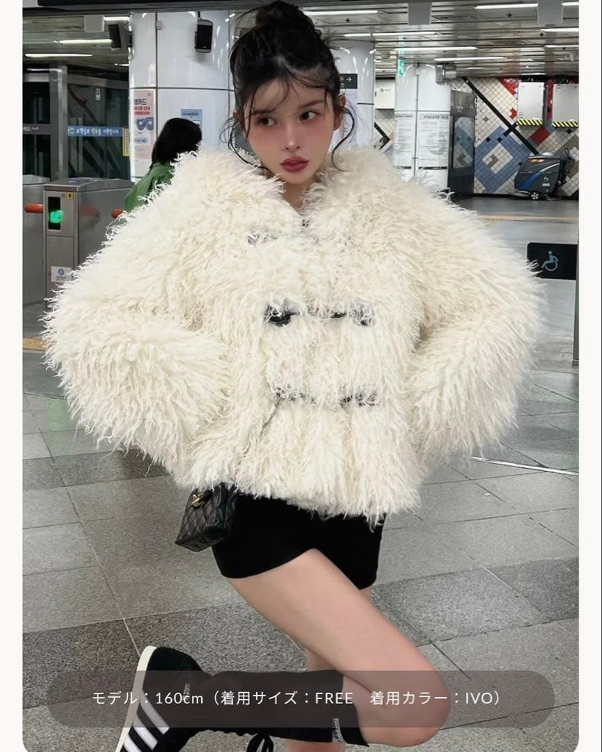 Darich ファーボリュームデザインコート IVO アイボリー