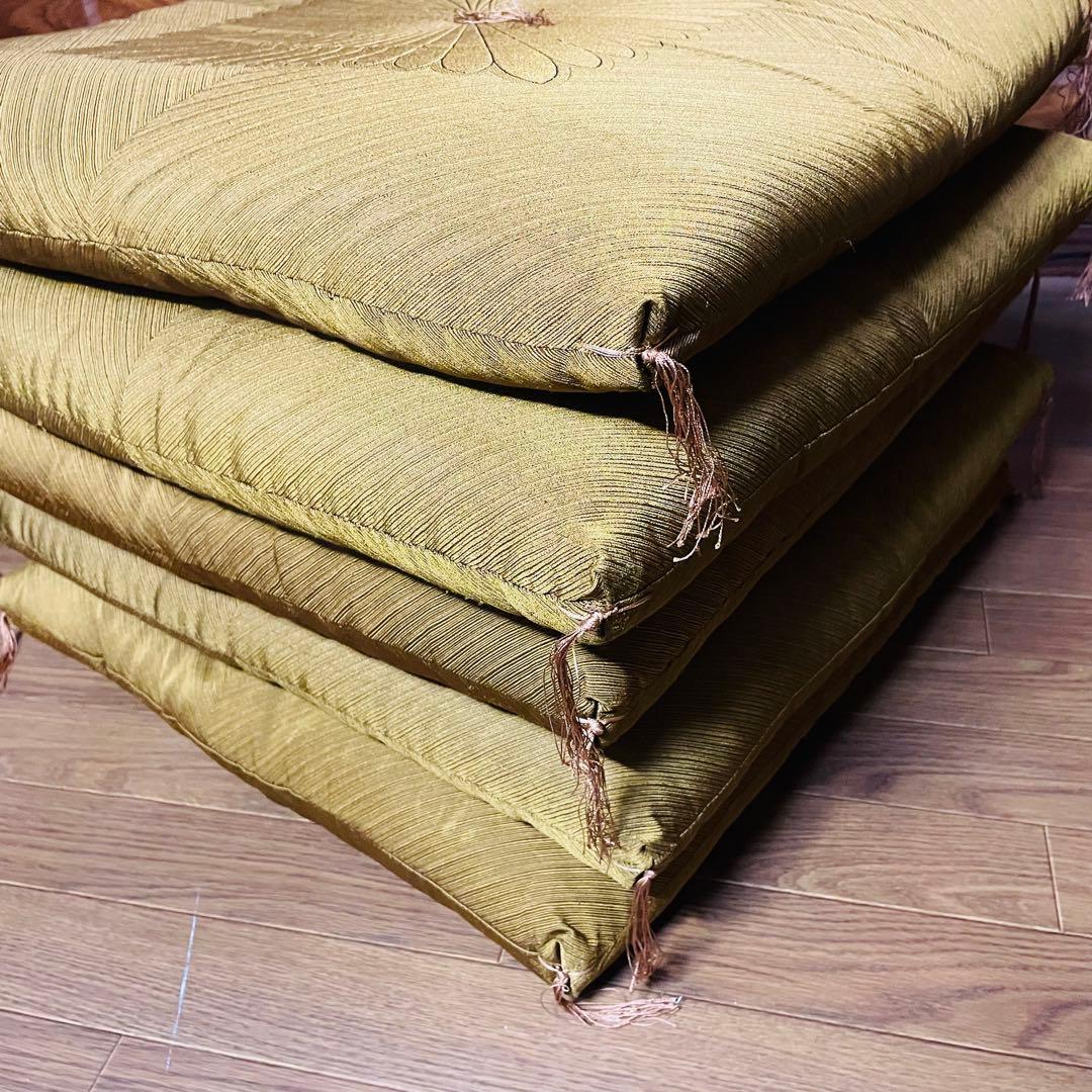 10枚 フサ付き 座布団 5枚セット 山吹色 法事 和室 客室 タタミ