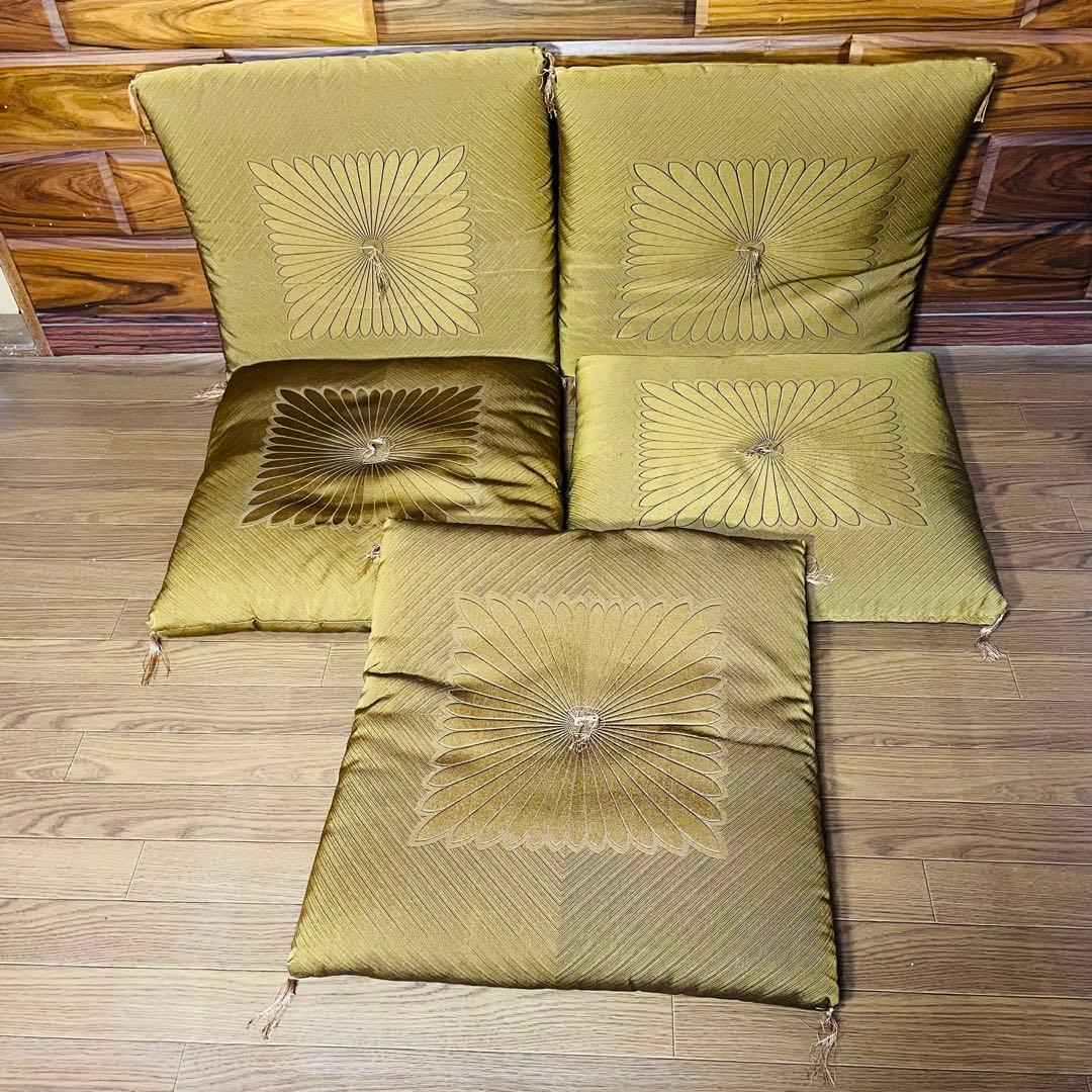 10枚 フサ付き 座布団 5枚セット 山吹色 法事 和室 客室 タタミ