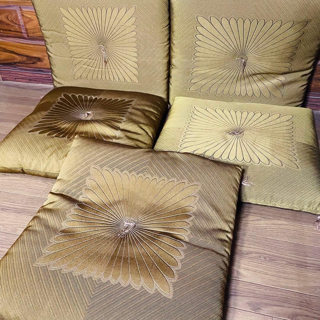 10枚 フサ付き 座布団 5枚セット 山吹色 法事 和室 客室 タタミ