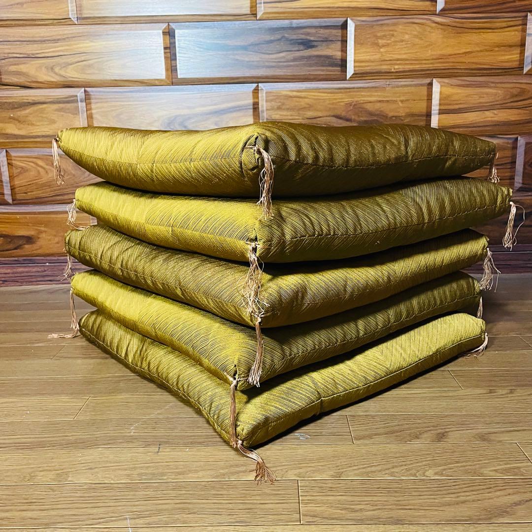 10枚 フサ付き 座布団 5枚セット 山吹色 法事 和室 客室 タタミ