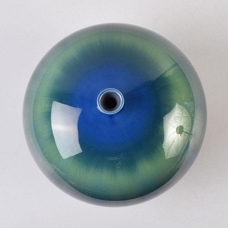 ジ〜p　柳雨軒　三代八十吉　徳田正彦作　彩釉　耀彩　壷　M　R9162H