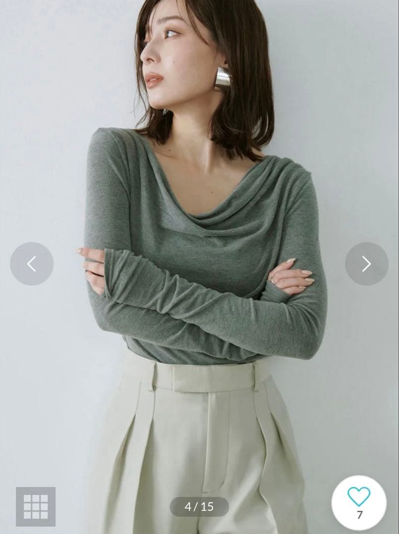 anuans ギャザードレープカットトップス