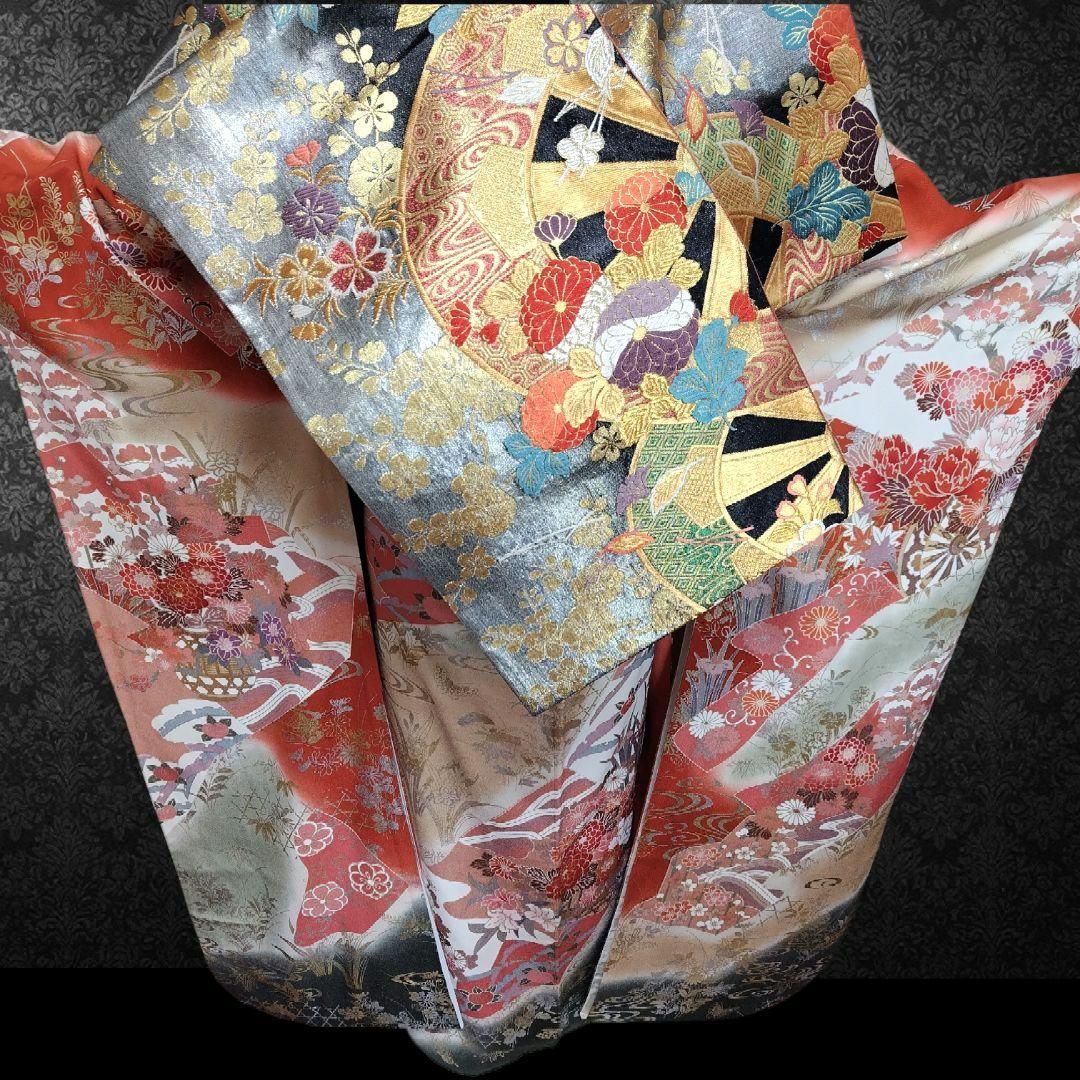 振袖フルセット(6点)・古典柄・金銀彩加工・暈し染め・高級手縫い・逸品・正絹