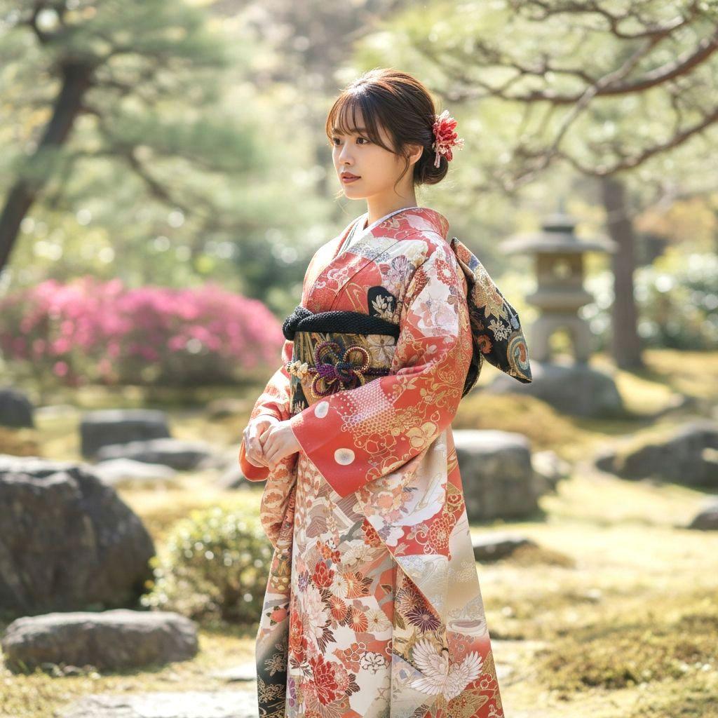 振袖フルセット(6点)・古典柄・金銀彩加工・暈し染め・高級手縫い・逸品・正絹