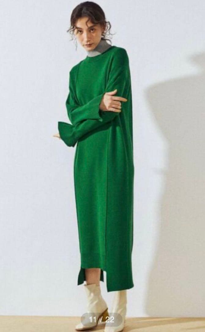 【極美品】UN3D. アンスリード2way ニットワンピース ロング グリーンM