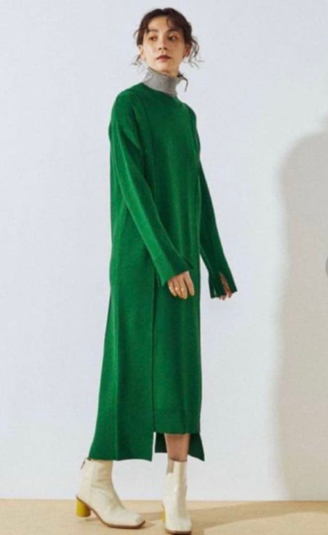 【極美品】UN3D. アンスリード2way ニットワンピース ロング グリーンM