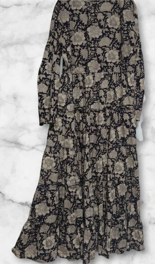 laddu 　インド綿ブロックプリント5段ティアードワンピースLuxe