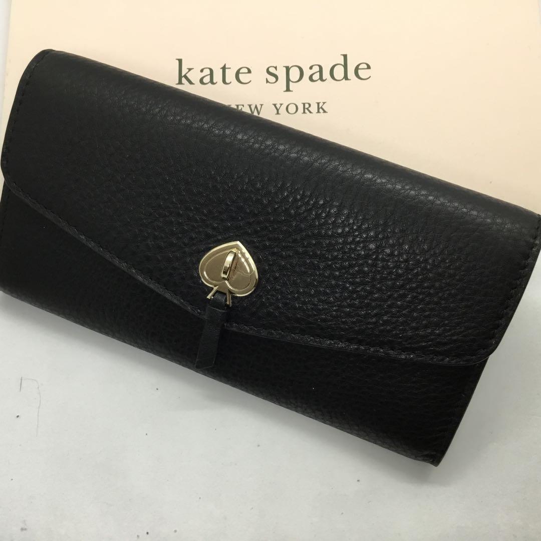 Kate Spade ケイトスペード　黒　フラップ　長財布