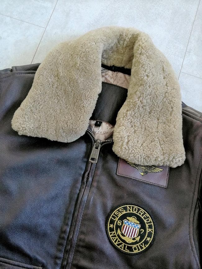 新品 GABRIEL 襟ムートン ワッペン付 レザー G-1フライトジャケットL