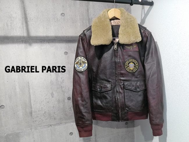 新品 GABRIEL 襟ムートン ワッペン付 レザー G-1フライトジャケットL